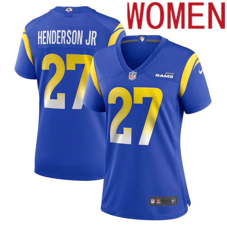 Women Los Angeles Rams 27 Darrell Henderson Jr Nike Royal Game NFL Jersey